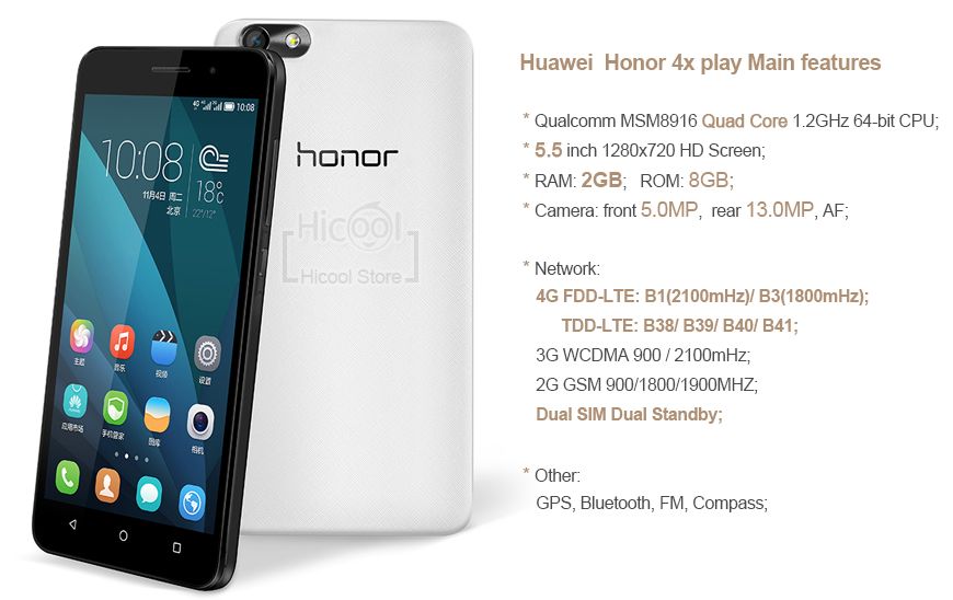 Телефон honor 4x lte dual sim Телефон honor 4x lte dual sim
